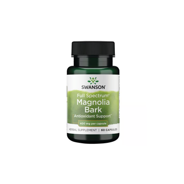 Swanson Magnolia Bark 400 mg, 60 capsules—herbal supplement for natural digestive support inspired by traditional Chinese medicine.